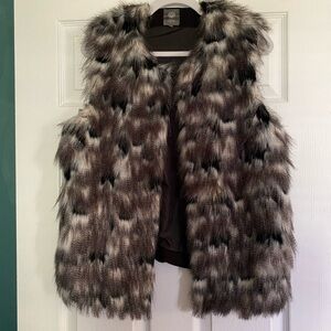 Vince Camuto Faux Fur Vest in Black and Gray